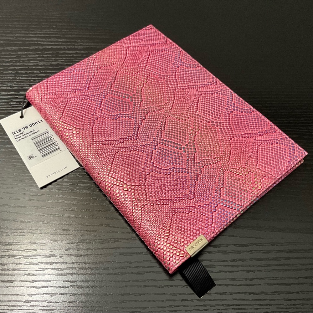 Brahmin Journal MULTI SUNDIAL (Mostly Pink) Leather Snake Print Unique Coloring